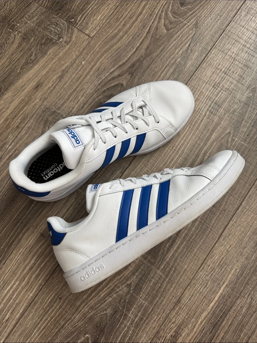 adidas White and Blue Men's Low-Top Sneakers